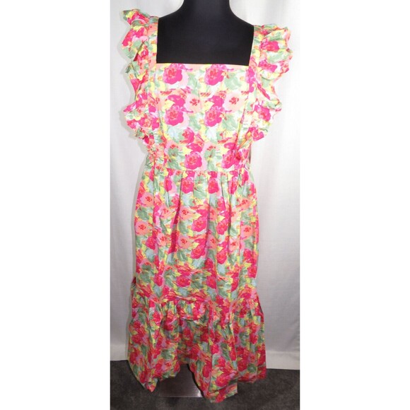 Peyton & Parker Bright Floral Ruffled Smocked Tie Back Maxi Dress Plus 3X - Picture 7 of 12